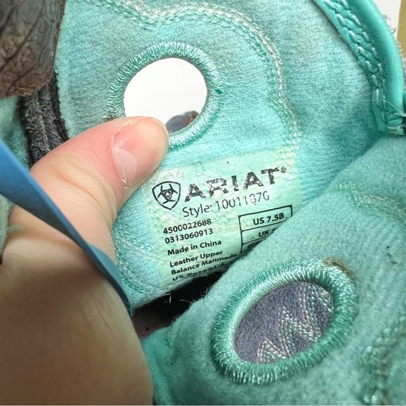 Ariat Boots Brown Blue Metallic Cowgirl Western Boots Size 7.5 Women’s - Picture 4 of 6